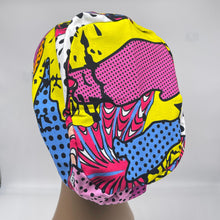 Load image into Gallery viewer, Niceroy SCRUB HAT CAP, pink yellow Multicolor Abstract Fabric Euro style nursing caps, healthcare hats protective hair covers, nurse gift