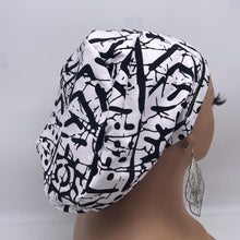 Load image into Gallery viewer, Niceroy SCRUB HAT CAP, black white Europe Euro style nursing caps, healthcare hats protective hair covers, nurse gift.