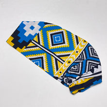 Load image into Gallery viewer, Niceroy Surgical SCRUB CAP blue yellow Geometric kente Ankara Europe style nursing caps African print fabric and satin lining option.