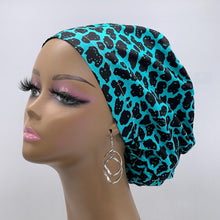 Load image into Gallery viewer, Niceroy Surgical SCRUB CAP Blue black Ankara Europe style nursing caps cotton African print fabric and satin lining option.