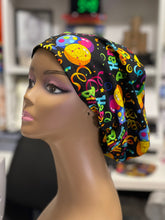 Load image into Gallery viewer, Niceroy Adjustable Happy Birthday surgical SCRUB HAT Europe Euro style nursing cap with satin lining Birthday scrub  for photo shoot