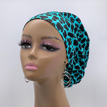 Load image into Gallery viewer, Niceroy Surgical SCRUB CAP Blue black Ankara Europe style nursing caps cotton African print fabric and satin lining option.