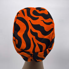 Load image into Gallery viewer, Niceroy Surgical SCRUB CAP orange black Ankara Europe style nursing caps cotton African print fabric and satin lining option.