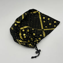 Load image into Gallery viewer, Niceroy surgical SCRUB HAT CAP, Europe style nursing caps black cotton,gold metallic stars fabric,satin lining option
