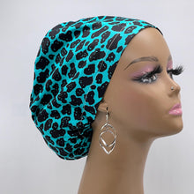 Load image into Gallery viewer, Niceroy Surgical SCRUB CAP Blue black Ankara Europe style nursing caps cotton African print fabric and satin lining option.