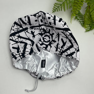 Niceroy Satin Lined SCRUB HAT CAP, black White Europe Euro style nursing caps, healthcare hats protective hair covers, nurse gift.