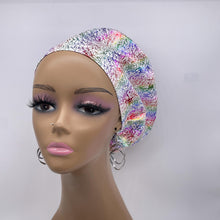 Load image into Gallery viewer, Niceroy Satin Lined Surgical SCRUB CAP metallic rainbow colorful Europe style nursing caps fabric and .