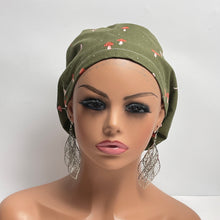 Load image into Gallery viewer, Niceroy Surgical SCRUB CAP Green beige Mushroom Europe style nursing caps cotton fabric and satin lining option.