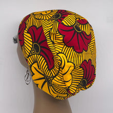 Load image into Gallery viewer, Niceroy Satin Lined Surgical SCRUB CAP red yellow  Ankara Europe style nursing caps African print fabric and .