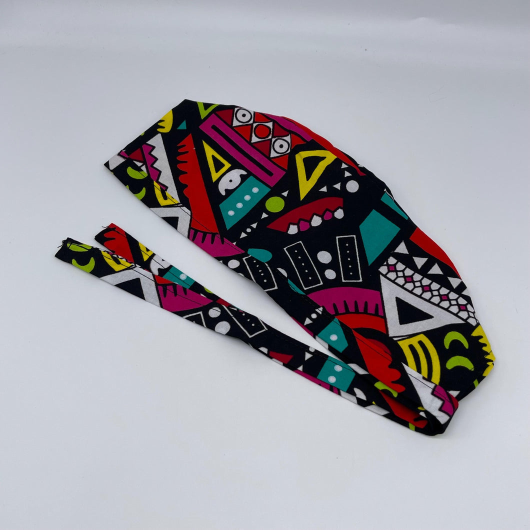Multicolored unisex pixie Men surgical SCRUB HAT CAP, nursing caps, tie back cap, satin lining option African print men scrub cap