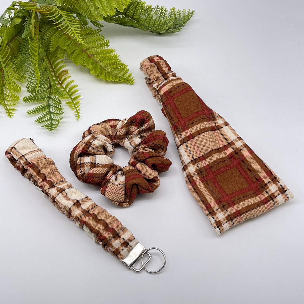 Plaid Headband, Scrunchie & Lanyard Set: Handmade Fabric Accessories