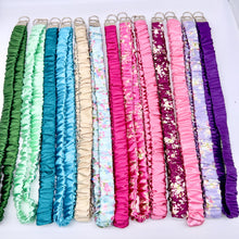 Load image into Gallery viewer, Handmade Satin Scrunchie Lanyard Keychain: Solid and Floral Silk Prints