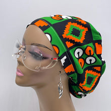 Load image into Gallery viewer, Niceroy Satin Lined SCRUB HAT CAP, Green Orange Black White Europe Euro style nursing caps, healthcare hats protective hair covers, nurse gift.