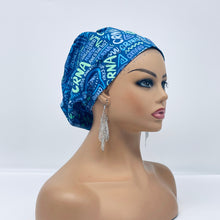 Load image into Gallery viewer, Niceroy Satin LinedCRNA surgical SCRUB CAP,  Blue Europe style cotton print fabric Euro hat and .
