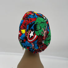 Load image into Gallery viewer, Niceroy Satin LinedAdjustable surgical OR SCRUB CAP Marvel pediatrician Europe style Summer nursing caps  and  super hero characters hat