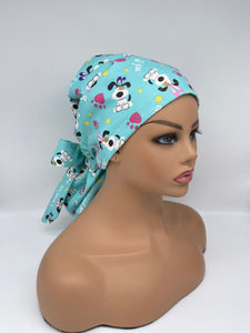 Ponytail PONY SCRUB CAP, Easter fabric surgical scrub hat nursing caps with satin lining for locs /Long Hair, Easter nurse Gift