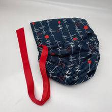 Load image into Gallery viewer, 2XL JUMBO PONY Scrub Cap, EKG  cotton fabric surgical nursing hat and satin lining option for Extra long/thick Hair/Locs