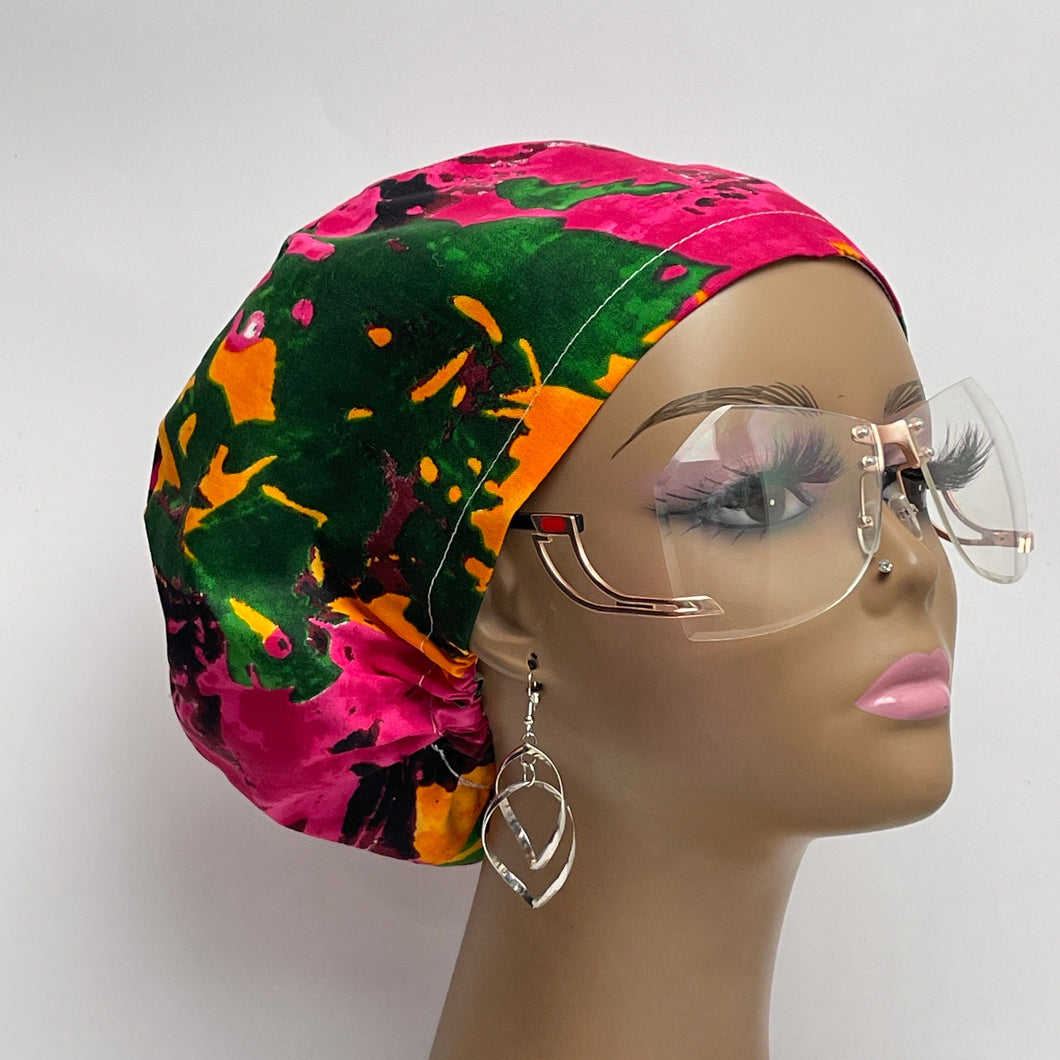 Niceroy Satin Lined SCRUB HAT CAP, pink yellow green Europe Euro style nursing caps, healthcare hats protective hair covers, nurse gift.