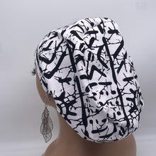 Load image into Gallery viewer, Niceroy SCRUB HAT CAP, black white Europe Euro style nursing caps, healthcare hats protective hair covers, nurse gift.