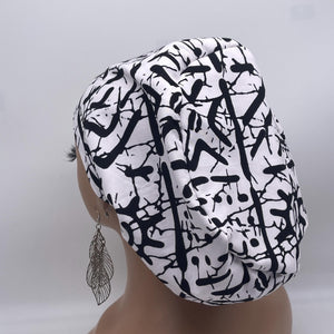 Niceroy SCRUB HAT CAP, black white Europe Euro style nursing caps, healthcare hats protective hair covers, nurse gift.