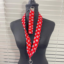 Load image into Gallery viewer, Handmade Cotton Scrunchie Lanyard Keychain Set: Floral Abstract Checkered Prints