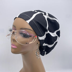 Niceroy SCRUB HAT CAP, Black White Europe Euro style nursing caps, healthcare hats protective hair covers, nurse gift.