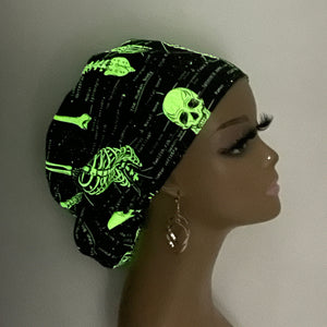 Niceroy Satin Lined surgical SCRUB HAT Cap, Europe style black white glow in the dark cotton fabric hat and .