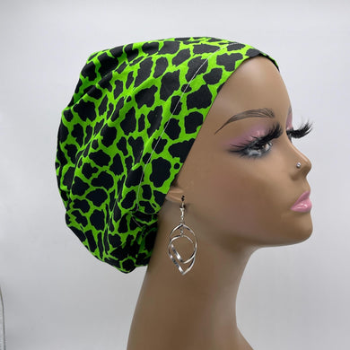 Niceroy Surgical SCRUB CAP green black Ankara Europe style nursing caps cotton African print fabric and satin lining option.
