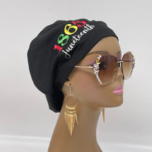 Load image into Gallery viewer, Niceroy Satin LinedJUNETEENTH surgical SCRUB CAP, Europe style nursing caps made with cotton fabric and