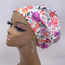 Load image into Gallery viewer, Niceroy Satin Lined Surgical SCRUB CAP purple pink floral Europe style nursing caps fabric and .