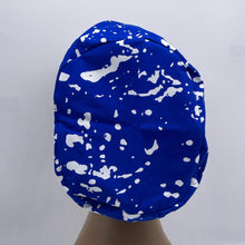 Load image into Gallery viewer, Niceroy Satin Lined Surgical SCRUB CAP Royal blue and white Europe style nursing caps African print fabric and