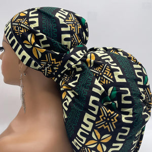 2XL JUMBO PONY Scrub Cap, Black green cream surgical nursing hat and satin lining option for Extra long/thick Hair/Locs