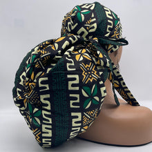 Load image into Gallery viewer, 2XL JUMBO PONY Scrub Cap, Black green cream surgical nursing hat and satin lining option for Extra long/thick Hair/Locs