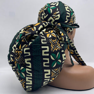 2XL JUMBO PONY Scrub Cap, Black green cream surgical nursing hat and satin lining option for Extra long/thick Hair/Locs