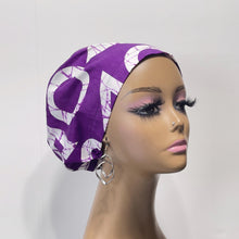 Load image into Gallery viewer, Surgical Scrub Cap - Adjustable Purple White Cotton Nursing Hat