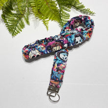 Load image into Gallery viewer, Cotton Scrunchie Lanyard – Handmade Floral Fabric Keychain Set for Teachers