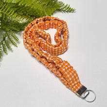 Load image into Gallery viewer, Gingham Scrunchie Lanyard - Cotton Keychain Holder &amp; Badge Strap