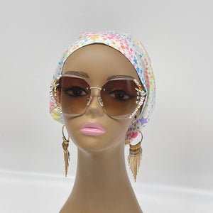 Niceroy Satin LinedAdjustable surgical OR SCRUB CAP, white rainbow colored stars Europe style Summer nursing caps  and .