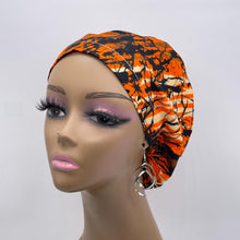 Load image into Gallery viewer, Niceroy surgical SCRUB HAT CAP, Orange Black Fall Europe Euro style nursing caps, healthcare hats protective hair covers, nurse gift.
