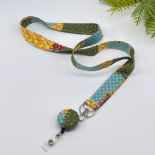 Load image into Gallery viewer, Handmade Patchwork Fabric Lanyard with Retractable Badge Reel