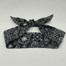 Load image into Gallery viewer, Niceroy Retro Multipurpose head neck scarf, black and white cotton scarf, vintage style scarf