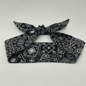 Niceroy Retro Multipurpose head neck scarf, black and white cotton scarf, vintage style scarf