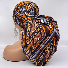 Load image into Gallery viewer, Jumbo Pony Scrub Cap - Brown Cotton Surgical Nursing Hat with Satin Lining