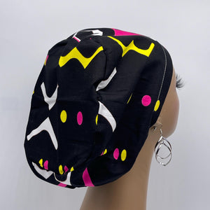 Niceroy Satin Lined Surgical SCRUB CAP black pink yellow Europe style nursing caps African print fabric and