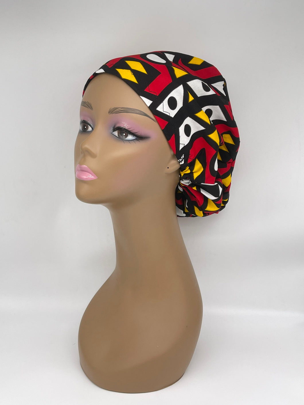 Niceroy Satin Lined surgical SCRUB HAT CAP,  Ankara Europe style nursing caps made with African fabric and  Angola Samakaka