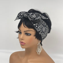 Load image into Gallery viewer, Niceroy Retro Multipurpose head neck scarf, black and white cotton scarf, vintage style scarf