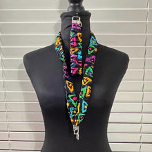Load image into Gallery viewer, Handmade Cotton Scrunchie Lanyard Keychain Set: Floral Teacher ID Badge Holder