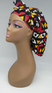 Ponytail Ankara PONY SCRUB CAP, cotton fabric surgical scrub hat pony nursing caps for locs /Long Hair/ braids Angola Samakaka