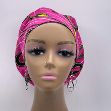 Load image into Gallery viewer, Niceroy Satin Lined Surgical SCRUB CAP  pink Yellow Ankara Europe style nursing caps cotton African print fabric and .