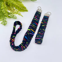 Load image into Gallery viewer, Handmade Cotton Scrunchie Lanyard Keychain Set: Floral Abstract Checkered Prints